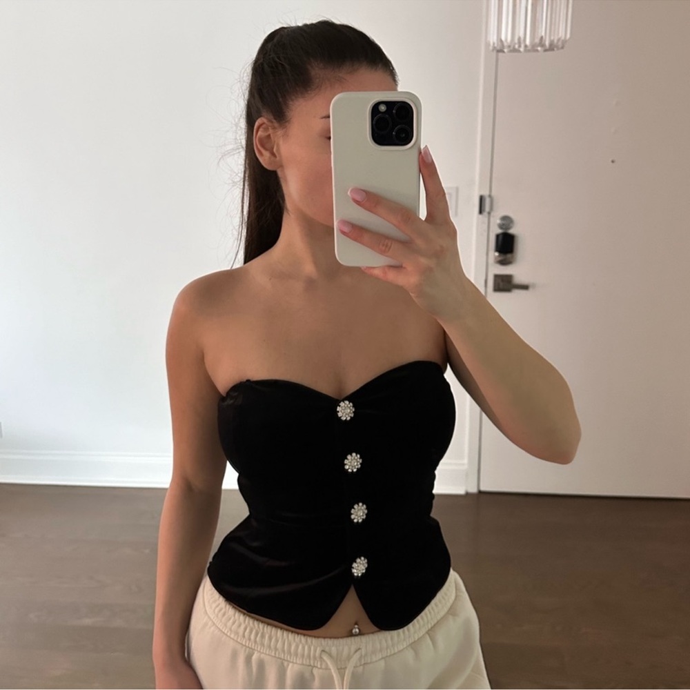 Velvet strapless top